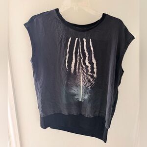 All Saints Black and White Graphic Top